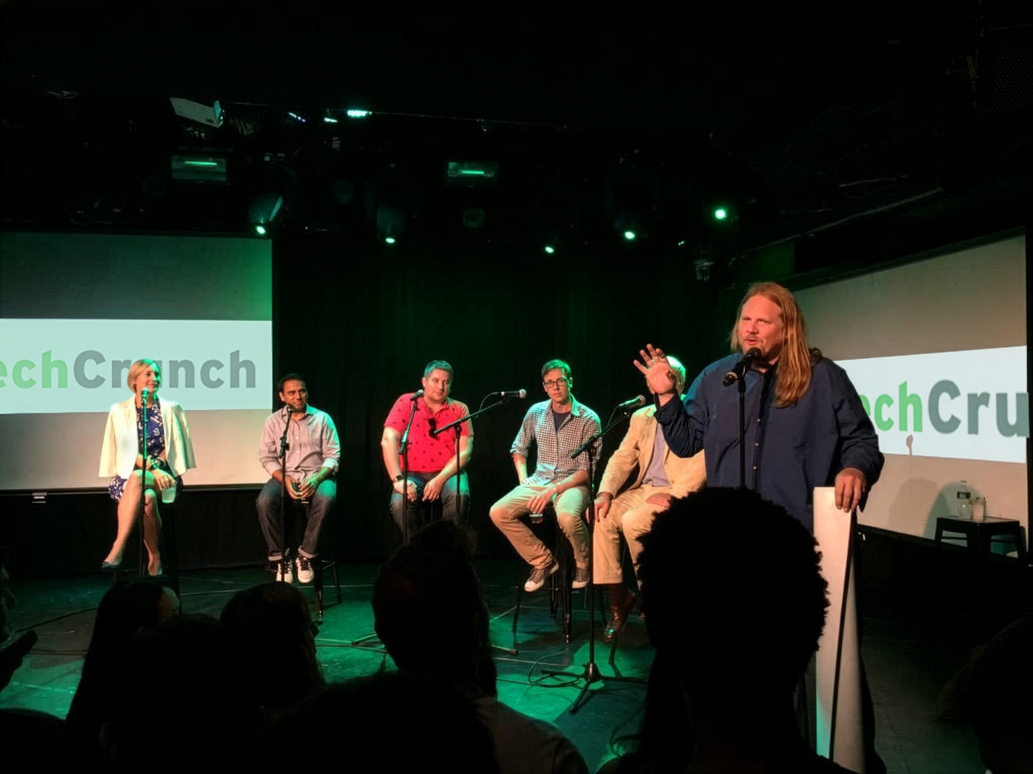 Jay Van Buren speaking onstage at TechCrunch