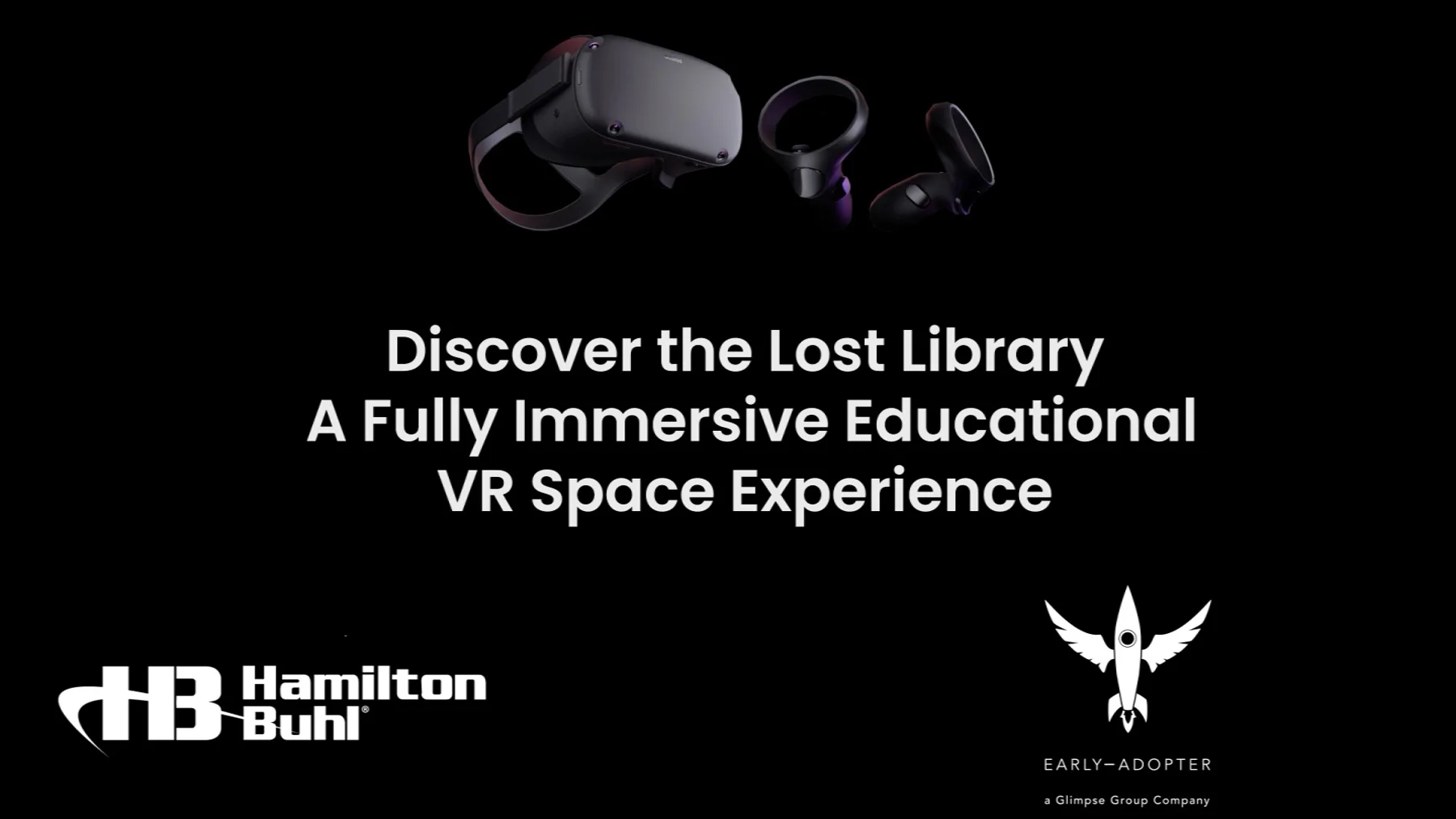 Arcana promotional title card with a VR headset and HamiltonBuhl branding