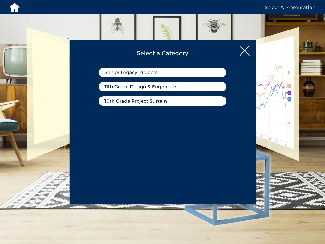 ARea interface design for selecting an exhibition category