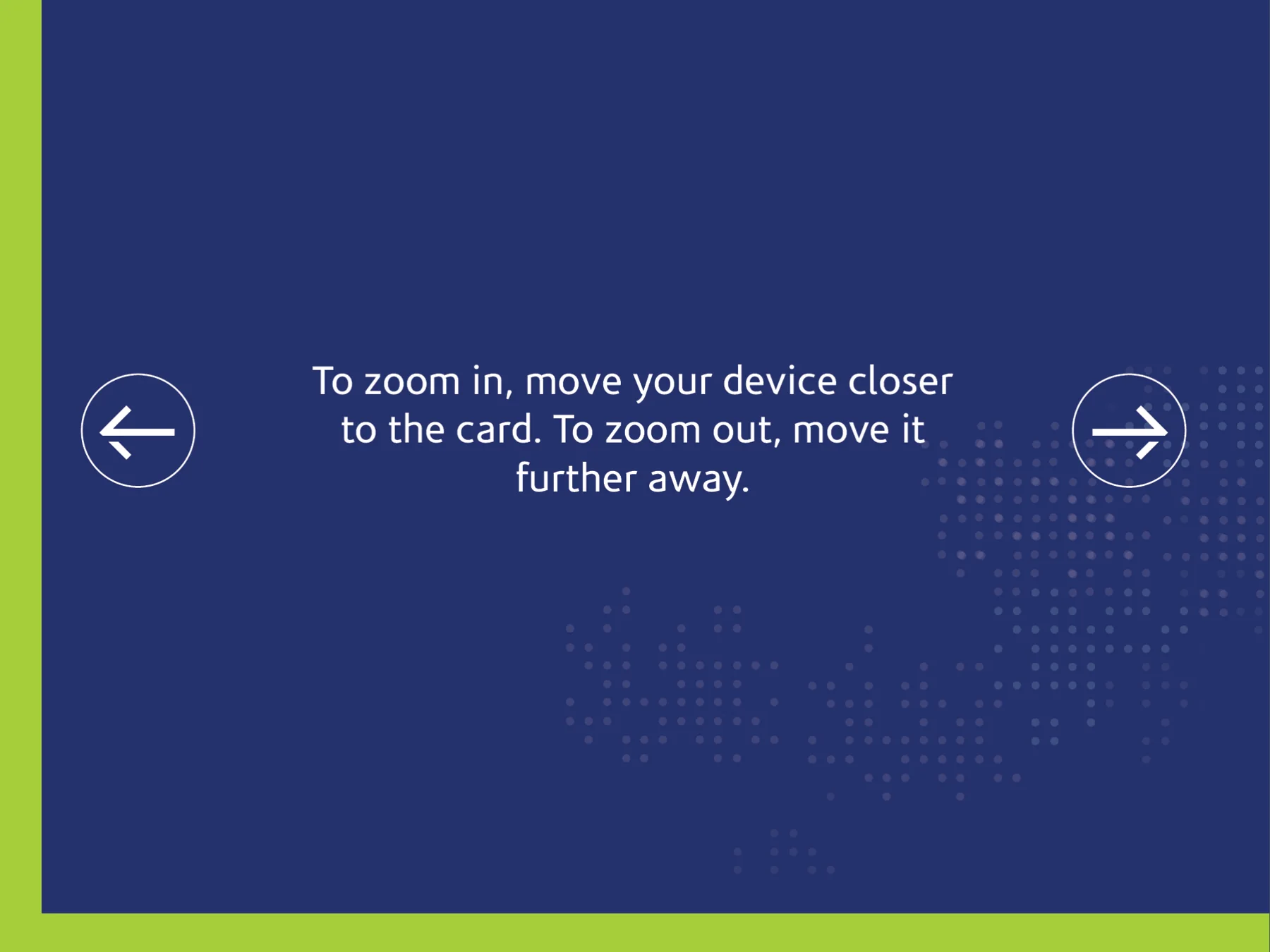 GEMS AR instructions for moving closer to the postcard