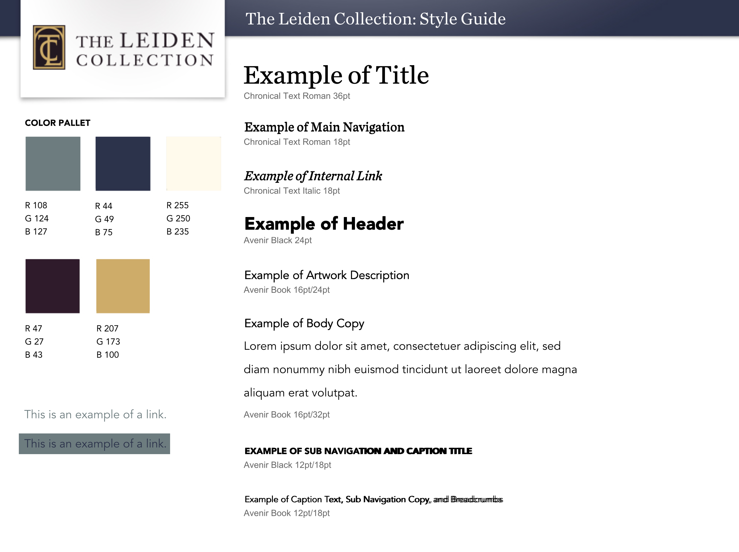 The Leiden Collection visual system