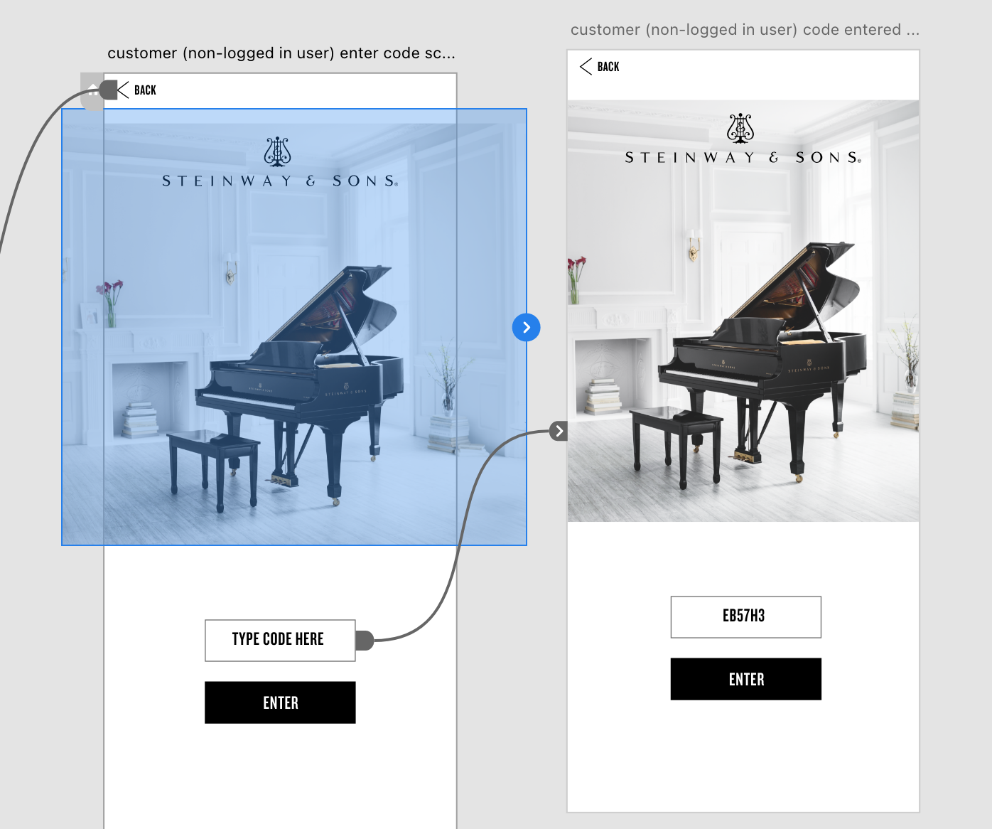 Steinway Room View app interface